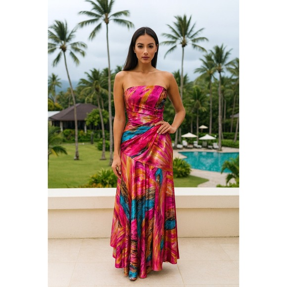Speechless Dress Junior 1 Pink Multicolor Maxi Dopamine Satin Sleeveless Prom - Picture 1 of 14